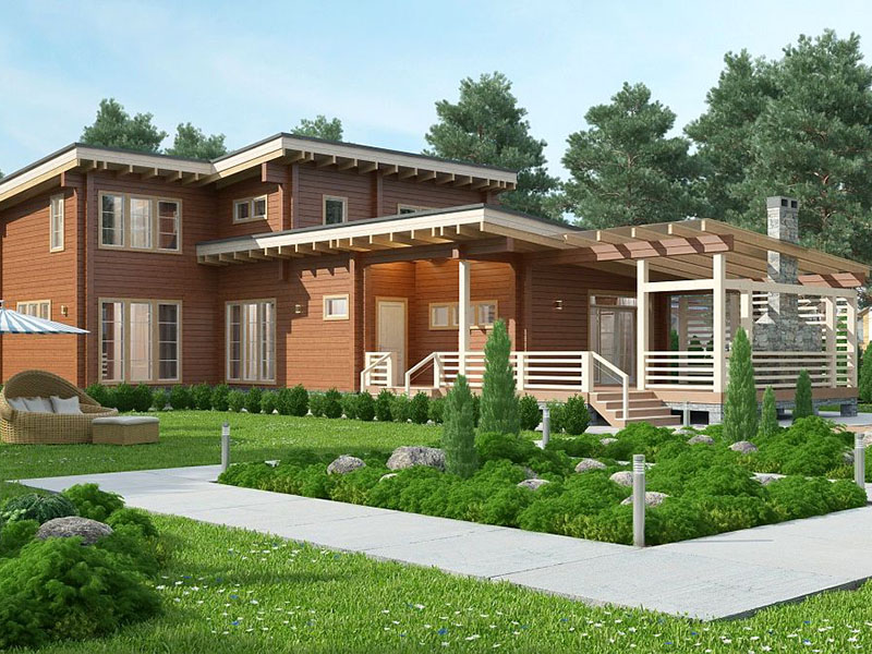 Проект деревянного дома из клееного профилированного бруса "Хайтек"