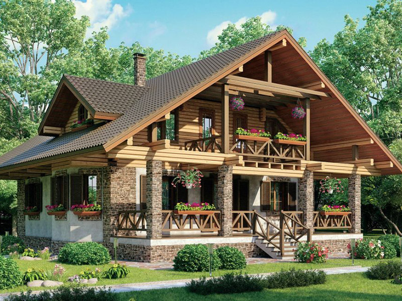 Проект шале из бруса "Швейцария"